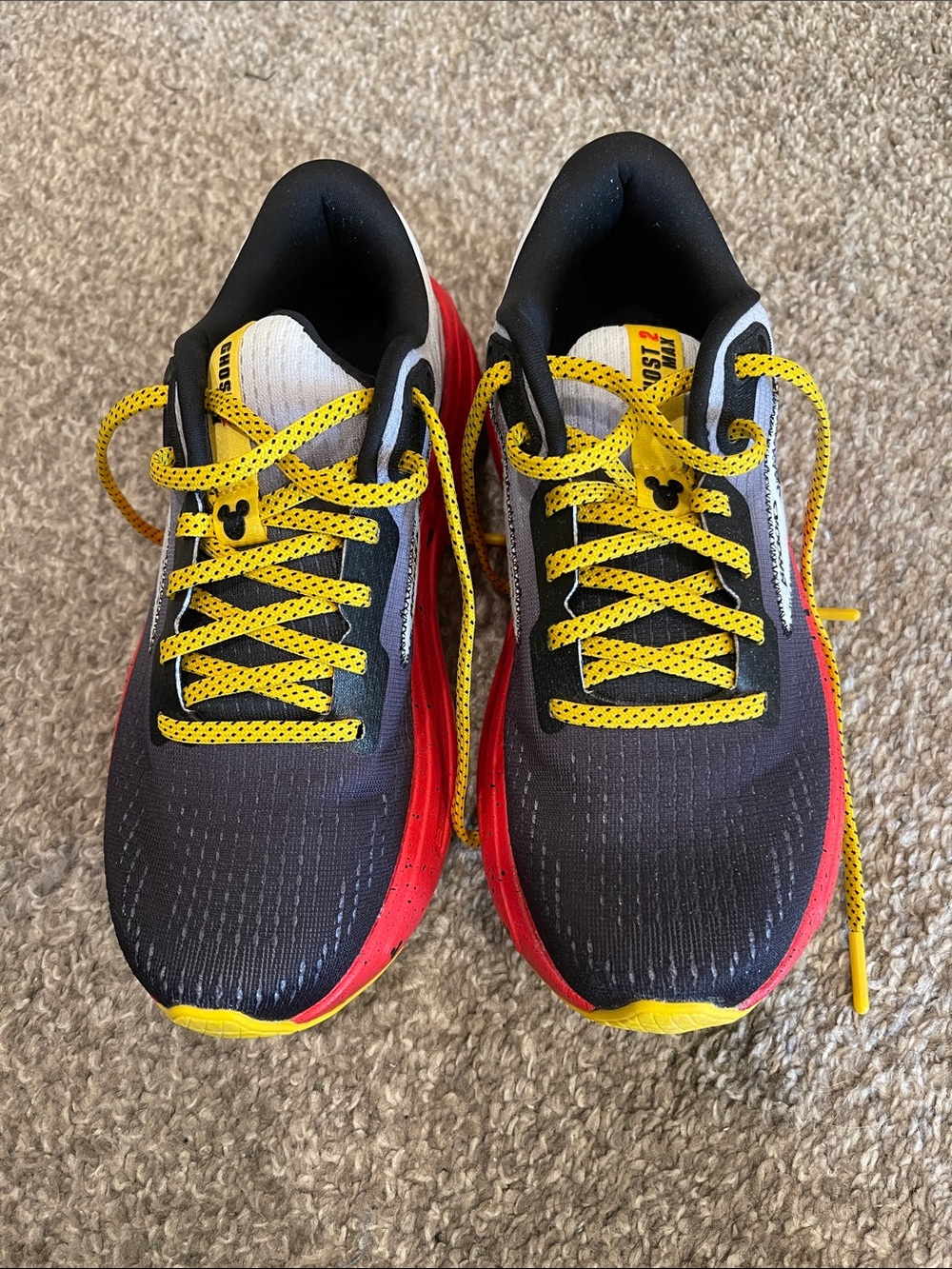 Brooks Women’s/Unisex Black Red Yellow Lace-Up Running Sneakers